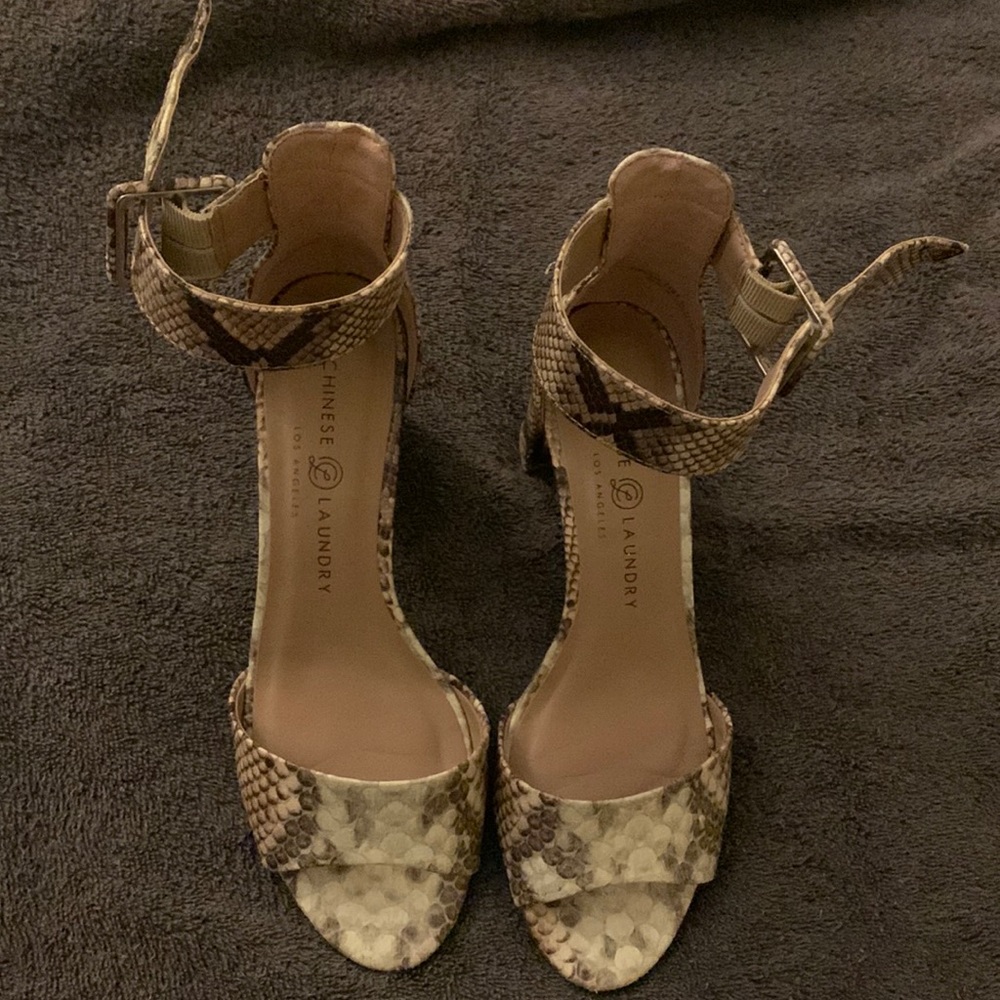 Chinese laundry heels - snake skin print - used size 7